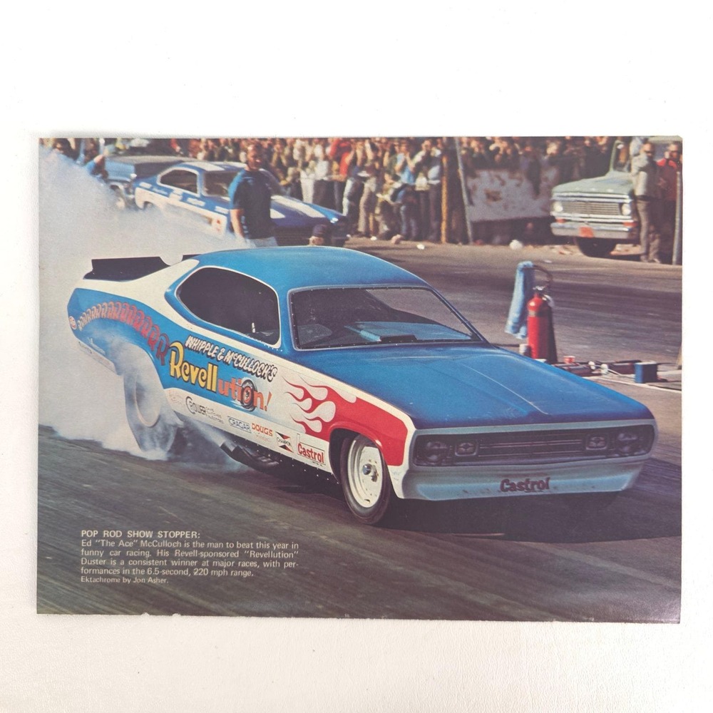 Vintage Plymouth Duster Funny Car Drag Racing Print Ad Muscle Car Ed McCulloch